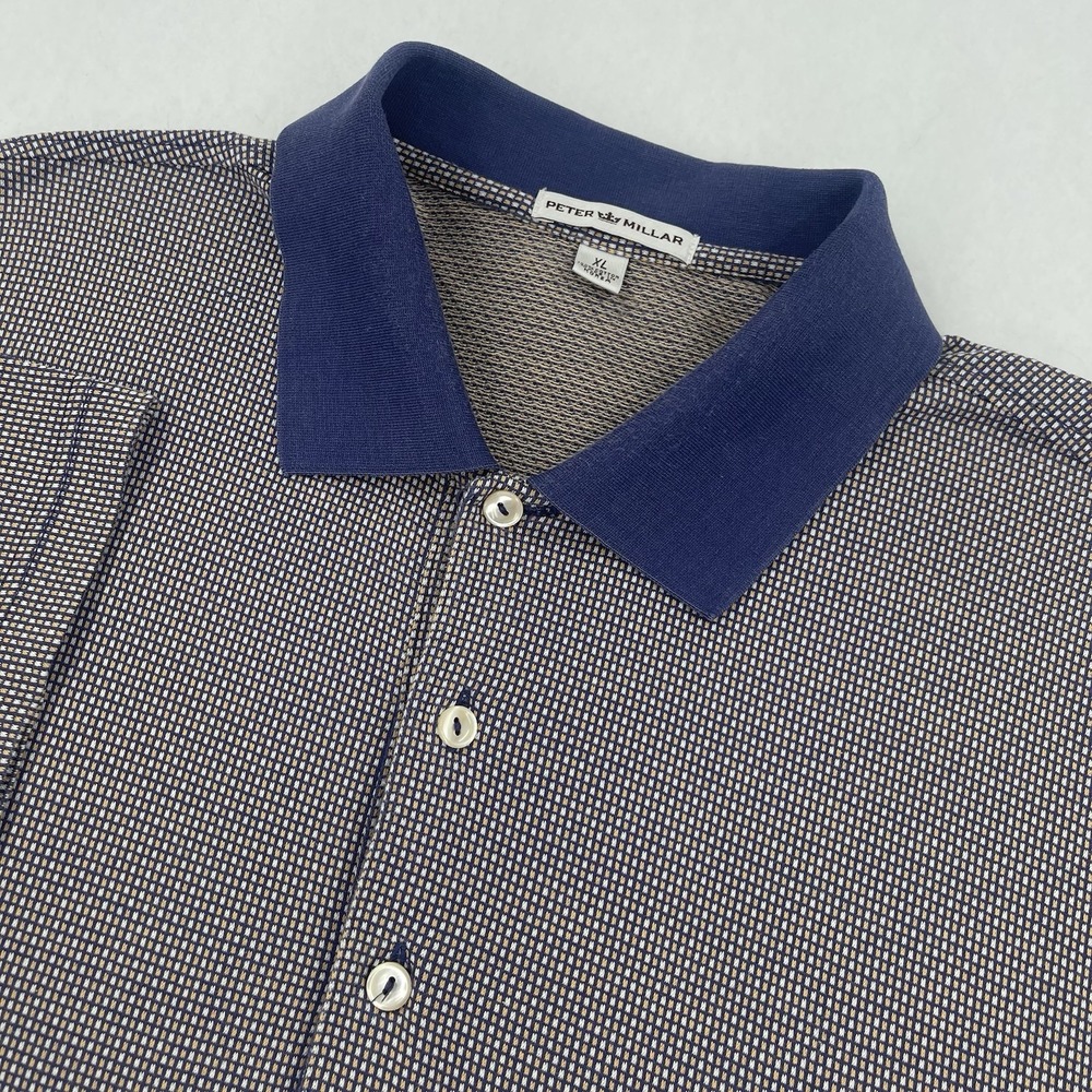 Peter Millar Polo Shirt Mens XL Orange Blue Geometric Preppy Golf Retro Classic